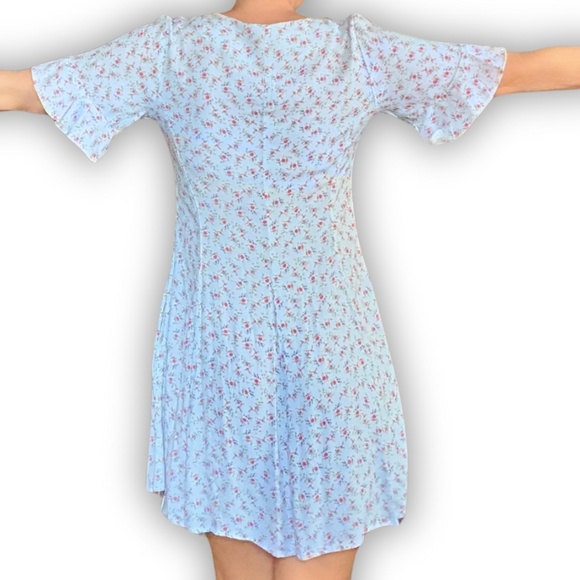 Vintage Fall floral mini dress w Pockets, Bell Sleeve Midi Dress, 90s GAP - Picture 5 of 8